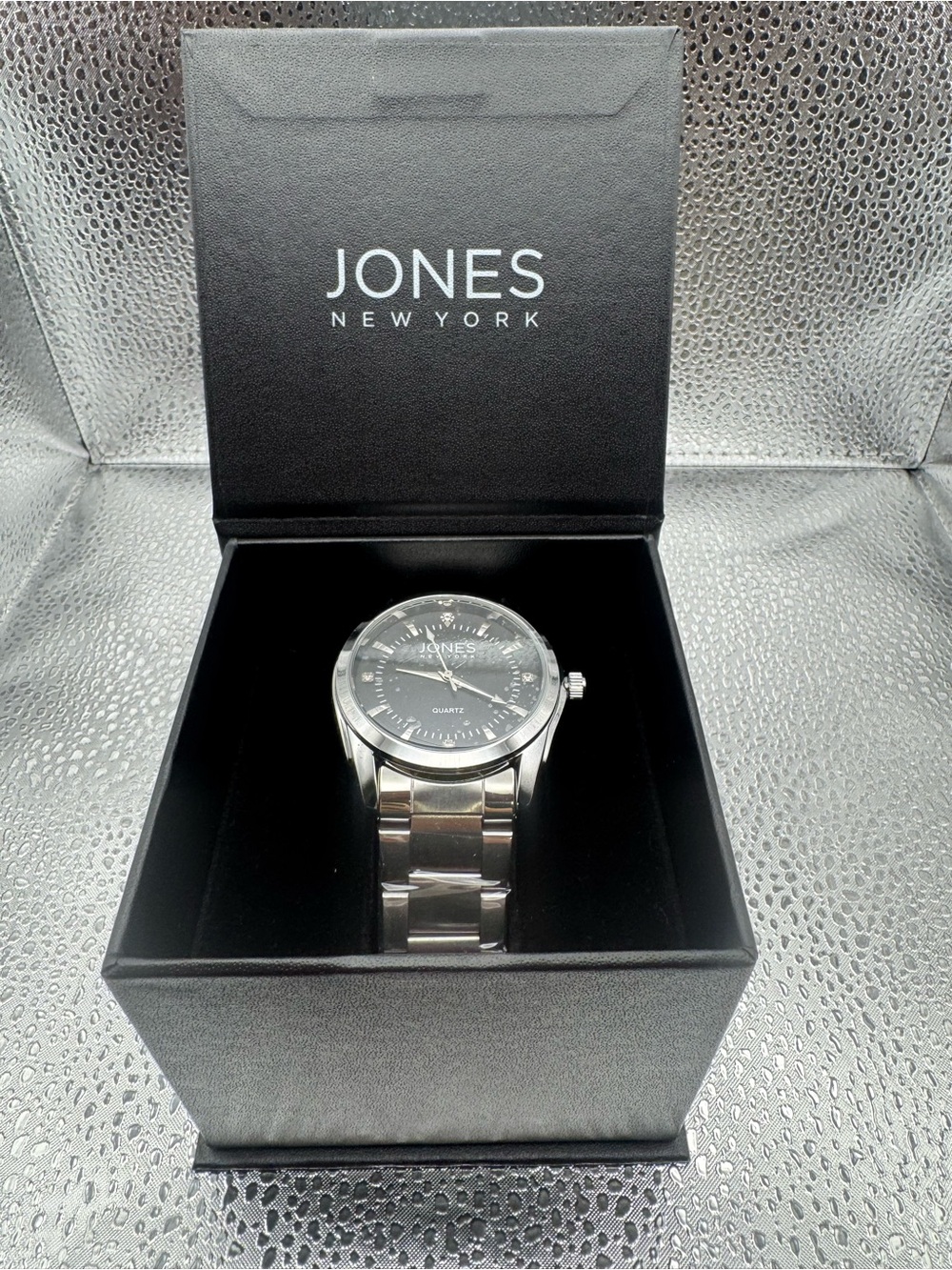 Jones New York Men's Stainless Steel Watch with Black Dial
